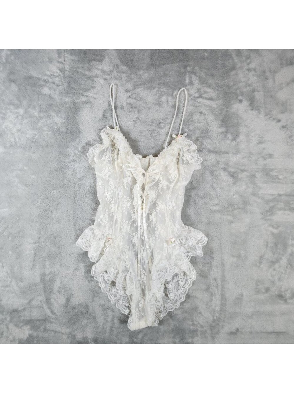 Vintage Tosca Bodysuit Lingerie Large White Lace One Piece Sexy Coquette Bride